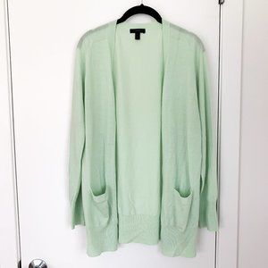J. Crew Classic Merino Wool Long Cardigan Sweater Green
